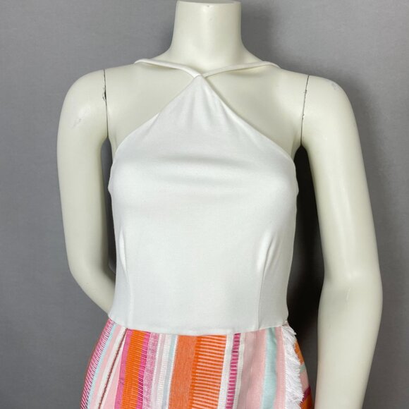 Anthropologie Hutch Dress Kayln Halter Tank Colorful White Sz 4 Faux Wrap Skirt - Picture 5 of 16